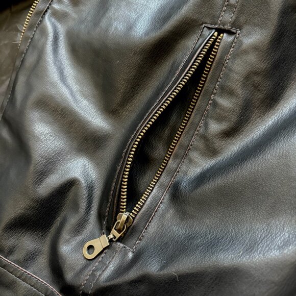 Vintage Faux Leather Motorcycle Jacket | Black Bomber Jacket | Vegan Leather - Picture 13 of 16
